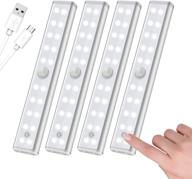 🔦 enhance your closet visibility: 20-led motion sensor rechargeable light bar for cupboards, hallways, and more (4 pack) логотип