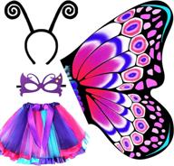 🦋 purple butterfly wings costume headband mask for halloween - rainbow kids 1 inch логотип