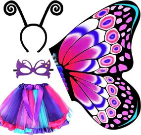 img 4 attached to 🦋 Purple Butterfly Wings Costume Headband Mask for Halloween - Rainbow Kids 1 Inch