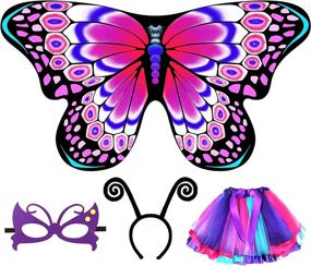 img 3 attached to 🦋 Purple Butterfly Wings Costume Headband Mask for Halloween - Rainbow Kids 1 Inch