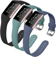 🔌 3 пакета osber slim bands для fitbit charge 4/charge 3/charge 3 se - замена мягких силиконовых браслетов для женщин и мужчин - маленький размер (черный/зеленая сосна/сине-серый) - купить сейчас! логотип