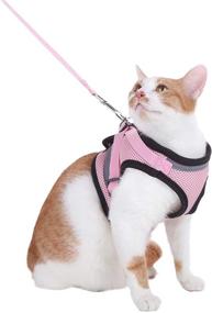 img 4 attached to Escape Proof Cat Harness and Leash Set - Soft Breathable Padded Vest Harnesses for Cats Outdoor Walking - Step-in Adjustable Comfortable Cat Vest Harness with Reflective Strap