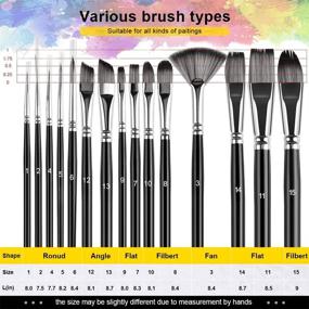 img 3 attached to 🎨 Complete 21Pcs Paint Brush Set with Tray, Palette Knife, Sponges & Carrying Case - Ideal for Artists, Adults & Kids in Acrylic, Oil, Watercolor, Gouache Painting