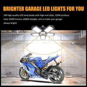 img 3 attached to 💡 15000LM Deformable Garage Lights: Ultra-Bright 150W LED Shop Lights with 5 Adjustable Panels - Ideal for Garage, Workshop, Warehouse