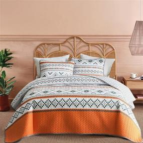 img 4 attached to FlySheep Lightweight Geometric Bedspread Microfiber Kids' Home Store