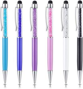 img 4 attached to 🖊️ OKRAY Stylus Pens - 6 Pack 2-in-1 Combo Slim Crystal Touch Pen Ballpoint with Black Ink - Compatible with iPad, Tablet, iPhone, Android, Galaxy, Pixel, and more Touch Screen Devices