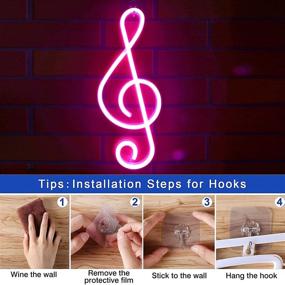 img 1 attached to 🎵 Neon Sign Music Decor - LED Neon Lights Wall Decoration, USB or Battery Powered Creative Music Symbol Night Light Bedroom Living Room Girl Room Decor Bar Party Birthday Gift (Pink)