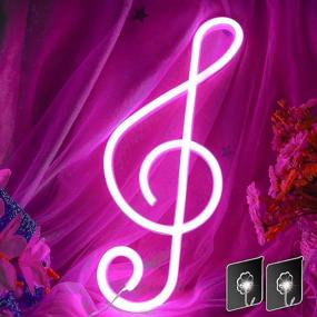 img 3 attached to 🎵 Neon Sign Music Decor - LED Neon Lights Wall Decoration, USB or Battery Powered Creative Music Symbol Night Light Bedroom Living Room Girl Room Decor Bar Party Birthday Gift (Pink)