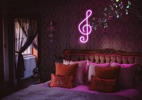 img 4 attached to 🎵 Neon Sign Music Decor - LED Neon Lights Wall Decoration, USB or Battery Powered Creative Music Symbol Night Light Bedroom Living Room Girl Room Decor Bar Party Birthday Gift (Pink)