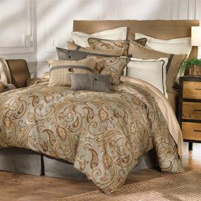 img 1 attached to 🛏️ HiEnd Accents Piedmont Paisley Comforter Set: Super King Size in Gray & Gold - Complete 4 PC Bedding Set