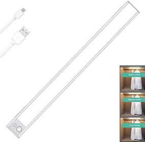 img 4 attached to 💡 Rechargeable LED Motion Sensor Light: Dimmable 140-LED Indoor Closet Lights with Wireless Stick-on Feature, Under Cabinet Lighting Offering 3 Color Options. Battery-Operated Night Lights Ideal for Bedroom, Stairs, Wardrobe.