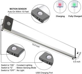 img 3 attached to 💡 Enhanced 54 LED Under Cabinet Light: Ultra Thin, Rechargeable, Wireless Motion Sensor Closet Light (2 units)