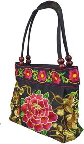 img 3 attached to Women Handmade Tote - Vintage Floral Hobo - Embroidery Shoulder Handbags: Stylish Double Side Embroidery, Two Main Pockets