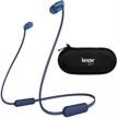 🎧 sony wi-c310 wireless in-ear headphones, blue (wic310/l) with protective hard shell earphone case bundle logo