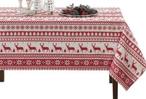 img 4 attached to 🎄 Festive Christmas Herringbone Printed Rectangle Tablecloth: Add Elegance to Your Dining Experience!