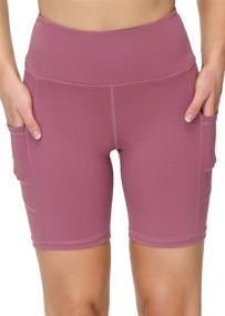 img 1 attached to 🩳 Eyesoul Women's 7-Inch Biker Running Shorts: High Waist Yoga Shorts with 4 Pockets and Zipper
