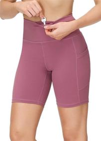 img 2 attached to 🩳 Eyesoul Women's 7-Inch Biker Running Shorts: High Waist Yoga Shorts with 4 Pockets and Zipper