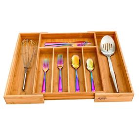 img 3 attached to Kozy Kitchen Expandable Drawer Organizer: Premium Bamboo Cutlery Tray with Adjustable Dividers and 7 Compartments – Ideal for Kitchen, Bathroom, Desk, and More!