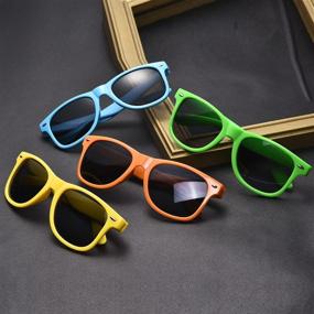 img 1 attached to 🕶️ Vibrant Neon Colors Party Favor Sunglasses Pack of 8 - Unisex Sunglasses in Multicolor for Endless Fun
