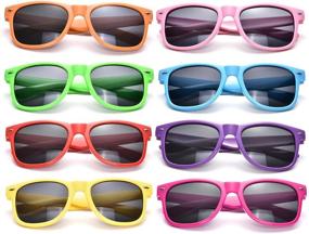 img 3 attached to 🕶️ Vibrant Neon Colors Party Favor Sunglasses Pack of 8 - Unisex Sunglasses in Multicolor for Endless Fun