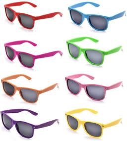 img 4 attached to 🕶️ Vibrant Neon Colors Party Favor Sunglasses Pack of 8 - Unisex Sunglasses in Multicolor for Endless Fun