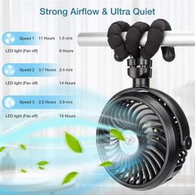 img 2 attached to IREENUO Battery Operated Fan: Portable Stroller Fan with Flexible Tripod, LED Lights | Camping Outdoor Fan