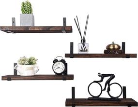 img 2 attached to 🪵 Rustic Wood Floating Shelves Set of 4 - Perfect Wall Shelf for Farmhouse Style Bathroom, Kitchen, Bedroom, and Living Room Décor in Dark Brown