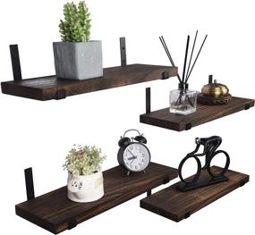 img 3 attached to 🪵 Rustic Wood Floating Shelves Set of 4 - Perfect Wall Shelf for Farmhouse Style Bathroom, Kitchen, Bedroom, and Living Room Décor in Dark Brown