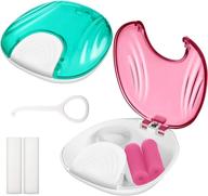 2-in-1 retainer box sets: pink and blue cases with aligner removal tool, invisible chewer, and denture storage for oral care logo