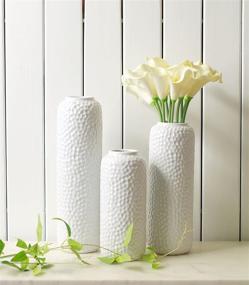 img 2 attached to 🏺 Hosley Set of 3 White Ceramic Honeycomb Vase: Perfect Gift for Weddings, Home Décor, and Dried Floral Arrangements