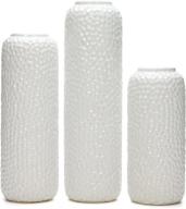 🏺 hosley set of 3 white ceramic honeycomb vase: perfect gift for weddings, home décor, and dried floral arrangements logo