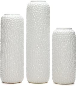 img 4 attached to 🏺 Hosley Set of 3 White Ceramic Honeycomb Vase: Perfect Gift for Weddings, Home Décor, and Dried Floral Arrangements