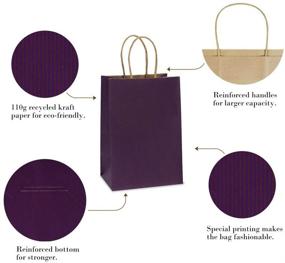 img 2 attached to 🛍️ BagDream Purple Kraft Paper Bags 100Pcs - Small Gift Bags with Handles - Bulk Shopping & Party Bags in 5.25x3.75x8 Inches - Kraft Bags for All Occasions