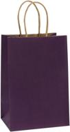 🛍️ bagdream purple kraft paper bags 100pcs - small gift bags with handles - bulk shopping & party bags in 5.25x3.75x8 inches - kraft bags for all occasions logo