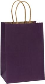 img 4 attached to 🛍️ BagDream Purple Kraft Paper Bags 100Pcs - Small Gift Bags with Handles - Bulk Shopping & Party Bags in 5.25x3.75x8 Inches - Kraft Bags for All Occasions