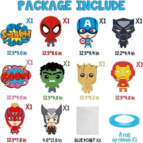 img 2 attached to 10pcs Ticiaga Superhero Porch Sign, Hanging Wall Decoration Superhero Party Banner, Door Cardboard Cutout Signs Outdoor Decoration, Hanging Cards Kit for Superhero Theme Party Decor