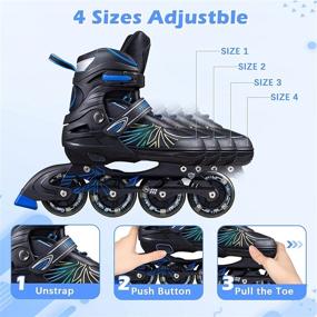 img 3 attached to 🛼 Hiboy Adjustable Inline Skates - Light up Wheels, Roller Blades with 4 Sizes Adjustable - Ideal for Kids, Teenagers, and Adults