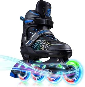 img 4 attached to 🛼 Hiboy Adjustable Inline Skates - Light up Wheels, Roller Blades with 4 Sizes Adjustable - Ideal for Kids, Teenagers, and Adults
