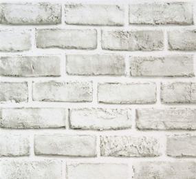 img 4 attached to 🔥 17.71&#34; x118&#34; White/Grey Brick Wallpaper - Self-Adhesive, Removable, Peel and Stick Halloween Christmas Decorative Paper for Fireplace, Shelf, and Brick Decoration