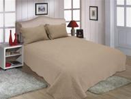 reversible quilt bedspread coverlet beige king logo