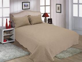 img 1 attached to Reversible Quilt Bedspread Coverlet Beige King