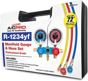 img 2 attached to 🥶 InterDynamics CERTYF102-4 Certified AC Pro 72-inch Recharge Kit with R1234YF Refrigerant Gauge and Hose, Reusable Car Air Conditioner