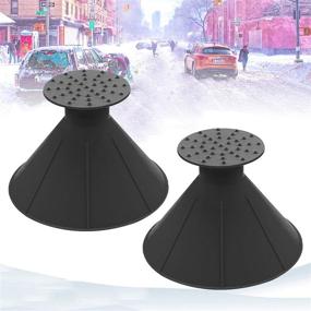 img 4 attached to 2 Pack of Black Cone-Shaped Windshield Ice Scrapers - Round Ice Scraper for Car Windshield Snow Removal, Magic Snow Removal Tool, Snow Shovels