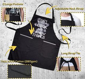 img 3 attached to 🔥 Game of Thrones Inspired 100% Cotton Black Apron - Adjustable Strap - Unisex Cook's Essential with 2 Grey Tone Pockets
