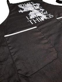 img 2 attached to 🔥 Game of Thrones Inspired 100% Cotton Black Apron - Adjustable Strap - Unisex Cook's Essential with 2 Grey Tone Pockets