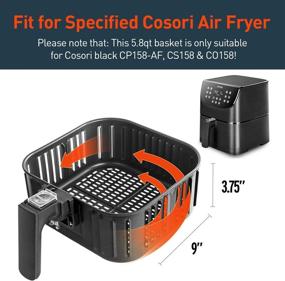 img 3 attached to 🍳 COSORI Air Fryer Replacement Basket 5.8QT - Optimized for COSORI Black CP158-AF, CS158 &amp; CO158 Air Fryers, Non-Stick Dishwasher Safe Fry Basket - C158-FB