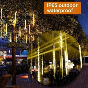 img 2 attached to 🌠 Meteor Shower Rain Lights with 192 Warm White LEDs - 30cm 8 Tube Length, LED Falling Rain Lights for Christmas Trees, Parties, and Weddings