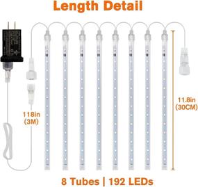 img 1 attached to 🌠 Meteor Shower Rain Lights with 192 Warm White LEDs - 30cm 8 Tube Length, LED Falling Rain Lights for Christmas Trees, Parties, and Weddings