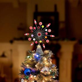 img 2 attached to 🎄 Ornativity Candy Snowflake Tree Topper - Festive Peppermint Candy Cane Snowflakes for Stunning Christmas Tree Decorations