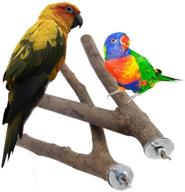 🦜 newcomdigi 2 pack bird branches perch: natural wooden fork parrot cage stands for budgies, conures, caciques, cockatiels, parakeets, cockatoos - toys included логотип